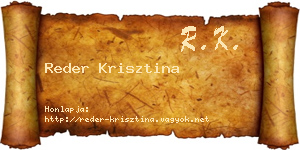 Reder Krisztina névjegykártya